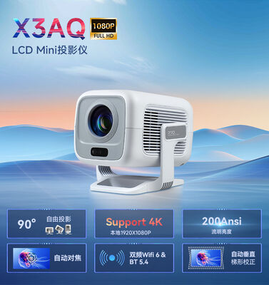 Shusen X3AQ Proiettore Gimbal Portatile HD Home Theater 4K – Mini Proiettore Smart per Gaming e Didattica